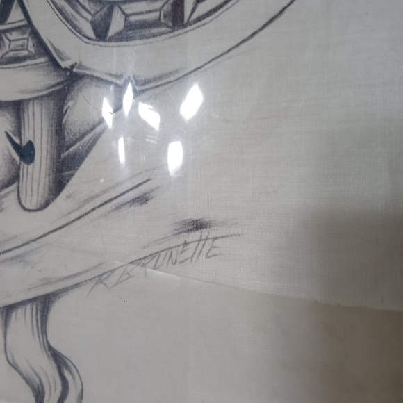 Prison art hanky "rose" 14" x 14" hanky drawn on with ink pen by Idaho i… - Picture 3 of 6